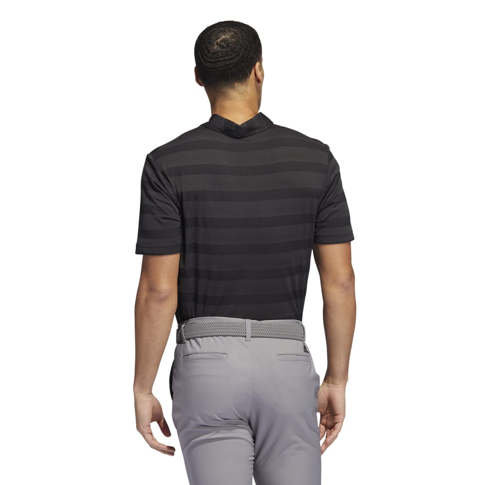 adidas Golf Mens Two Colour Stripe Primegreen Polo Shirt  - Black/Grey Six