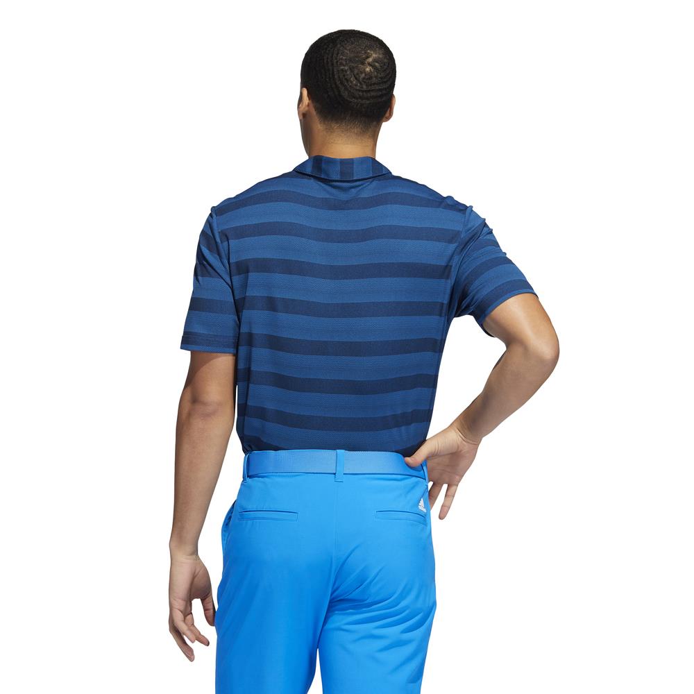 adidas Golf Mens Two Colour Stripe Primegreen Polo Shirt  - Crew Navy/Blue Rush