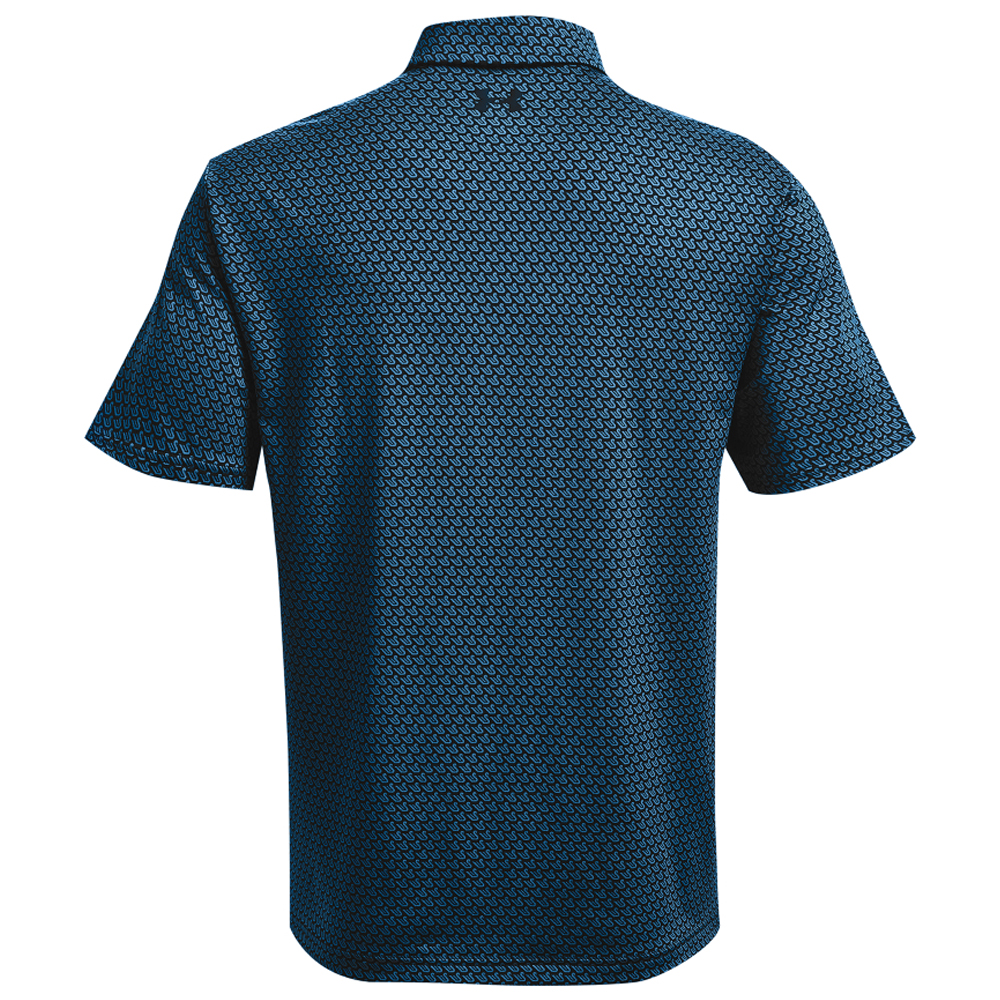 Under Armour Mens UA Golf Playoff 2.0 Swan Print Polo Shirt  - Black/Cruise Blue