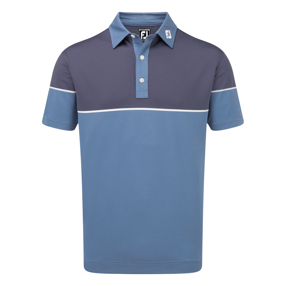 FootJoy Mens Colour Block Stretch Pique Golf Polo Shirt  - Blue/Twilight/White