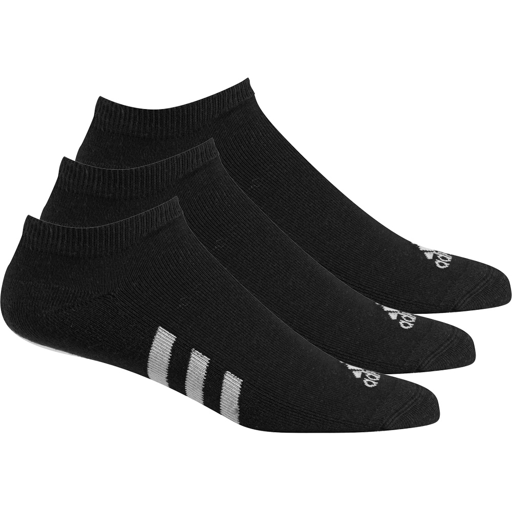 adidas Golf No Show Performance Stripe Mens Socks - 3 Pack  - Black