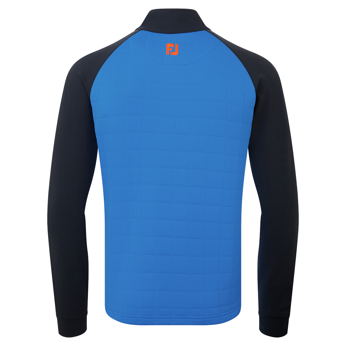 FootJoy Mens Quilted Jacquard Chill-Out XP Golf Mid-Layer Pullover  - Sapphire/Black/Orange