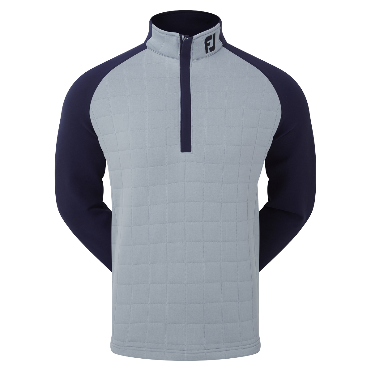 FootJoy Mens Quilted Jacquard Chill-Out XP Golf Mid-Layer Pullover  - Grey/Navy
