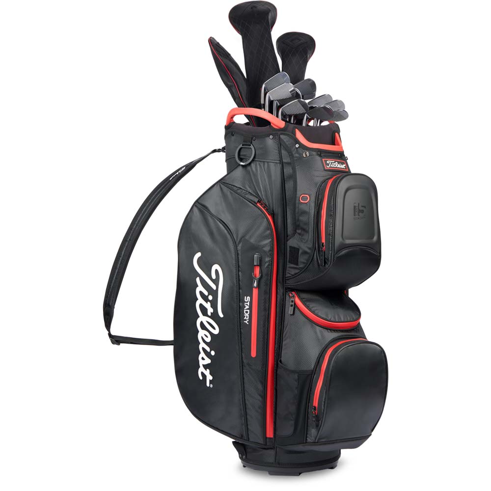 Titleist StaDry 15 Golf Cart Bag  - Black/Black/Red