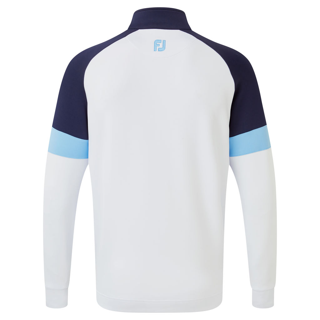 FootJoy Golf Jersey Knit Track Chillout Mens Pullover  - White/Navy/Caribbean
