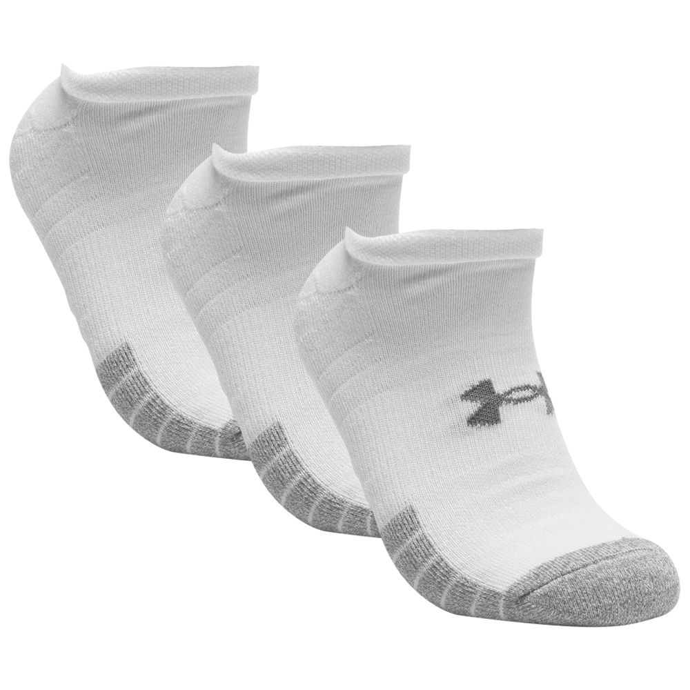 Under Armour HeatGear Tech No Show Mens Golf Socks - 3 Pack  - White
