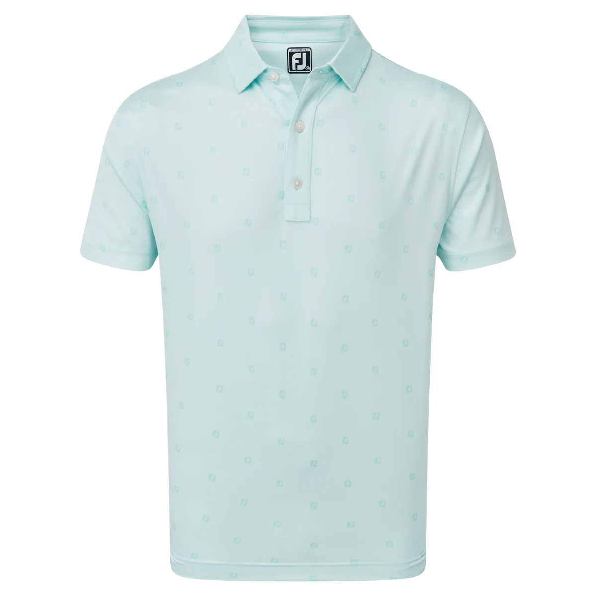 FootJoy Smooth Pique FJ Tonal Print Mens Golf Polo Shirt  - Ice Blue