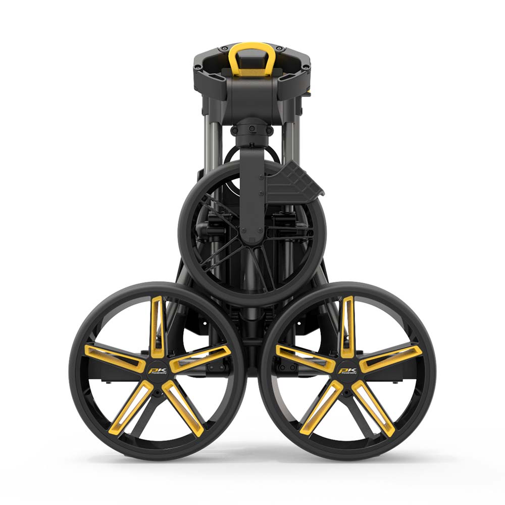 Powakaddy DLX lite FF 3 Wheeled Golf Trolley  - GunmetaL/Yellow