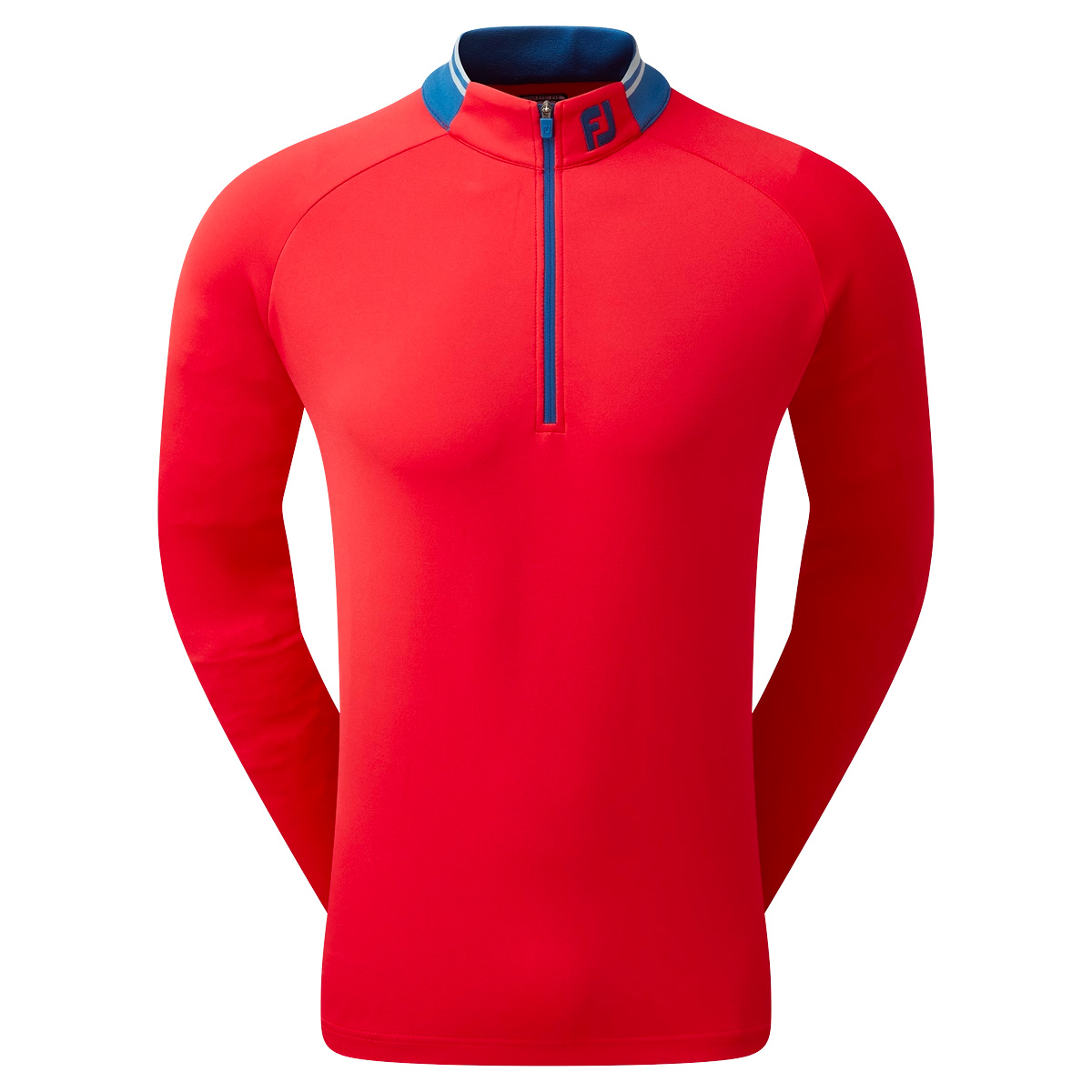 FootJoy Rib Trim Chill Out Mens Golf Pullover  - Red/Twilight