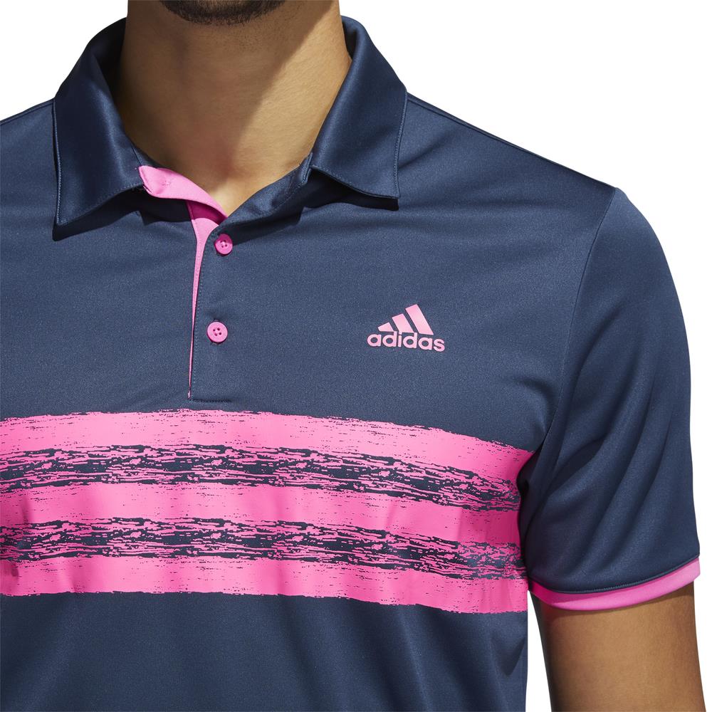 navy blue and pink polo shirt