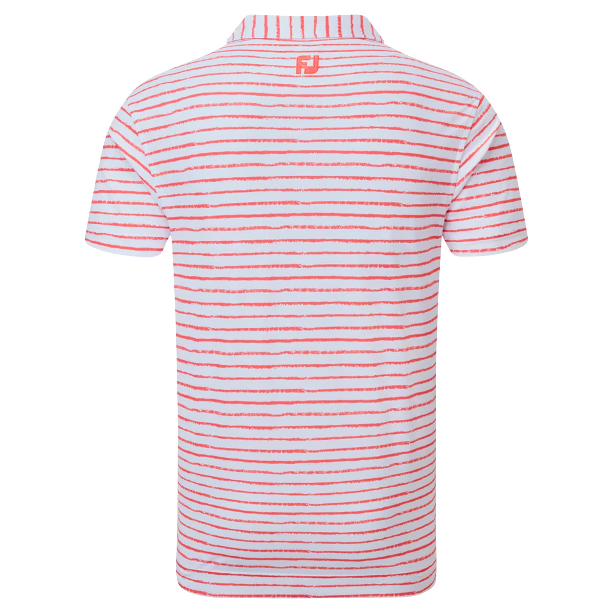 FootJoy Chalk Line Print Pique Mens Golf Polo Shirt  - White/Coral