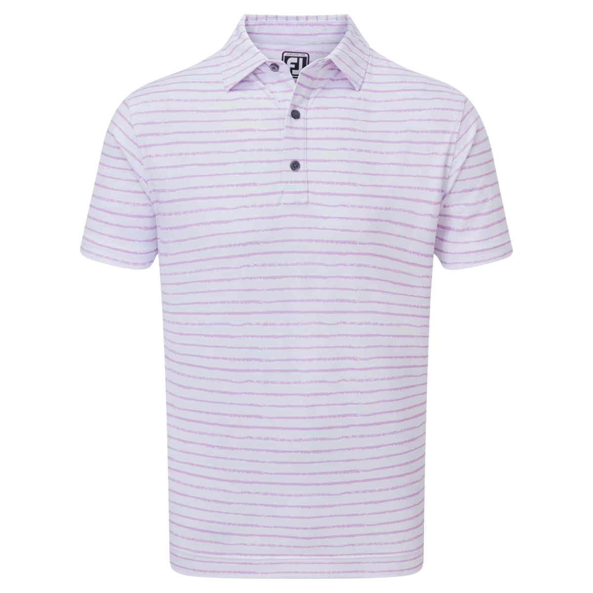 FootJoy Chalk Line Print Pique Mens Golf Polo Shirt  - White/Lavender