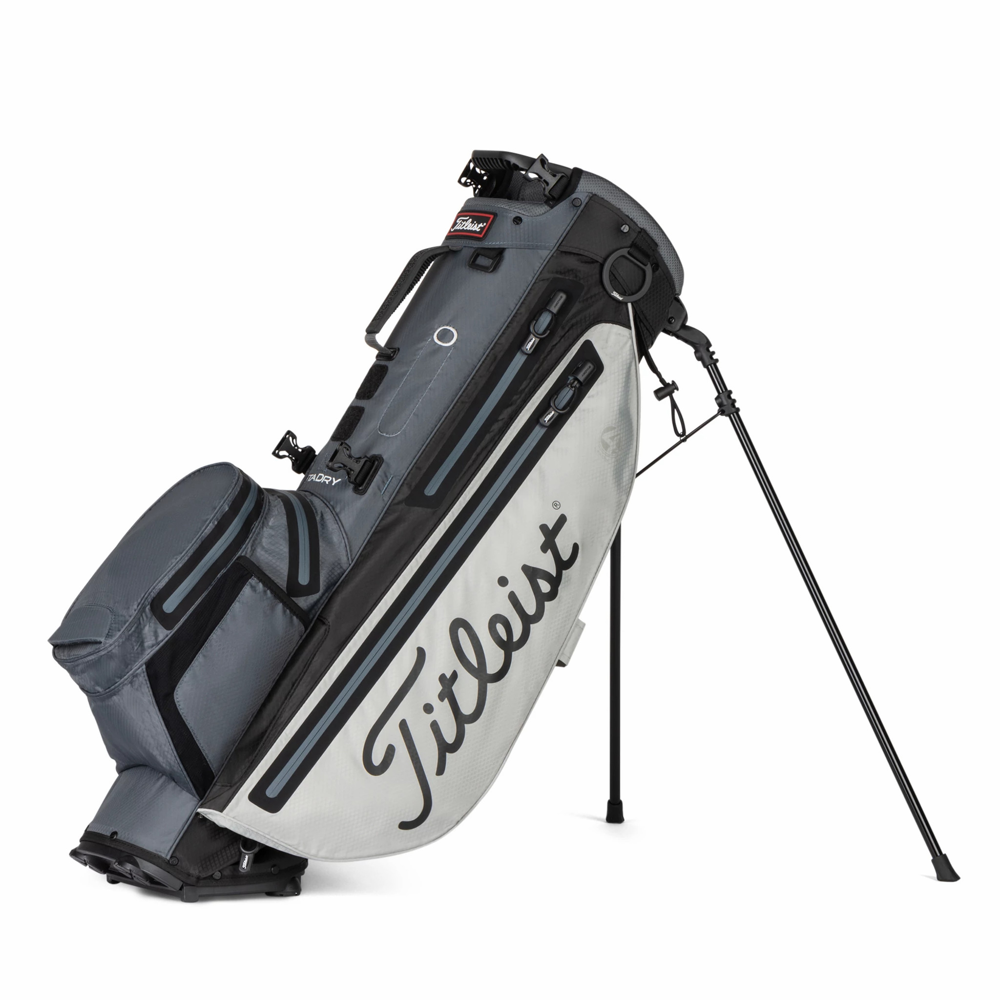 Titleist StaDry 4+ Golf Stand Golf Bag - Free Titleist Bag Towel  - Grey/Charcoal/Black