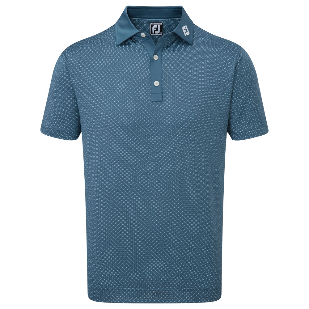 FootJoy Diamond Dot Print Lisle Mens Golf Polo Shirt  - Ink/White