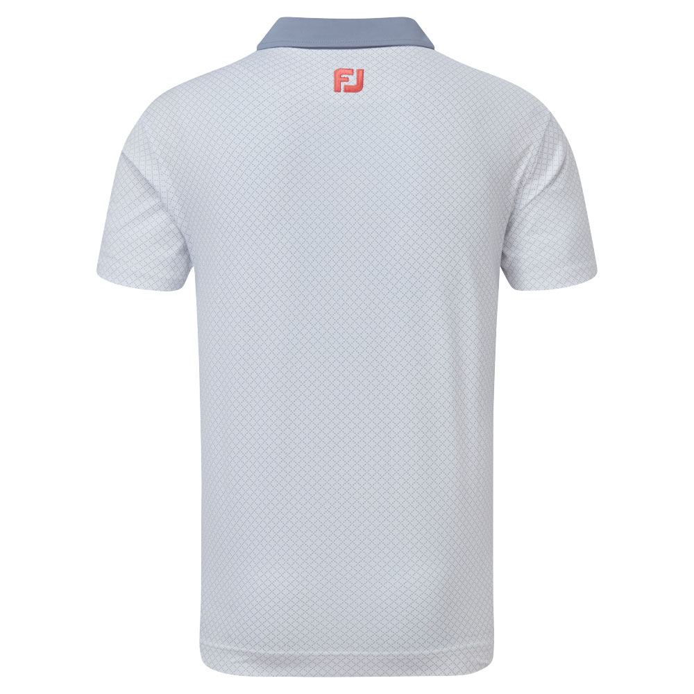 FootJoy Diamond Dot Print Lisle Mens Golf Polo Shirt  - White/Graphite