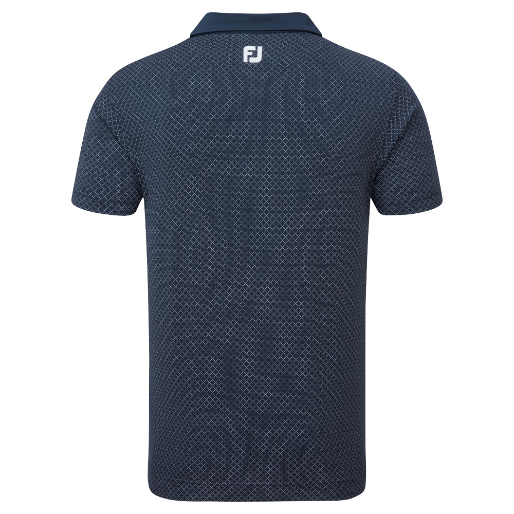 FootJoy Diamond Dot Print Lisle Mens Golf Polo Shirt  - Navy/White