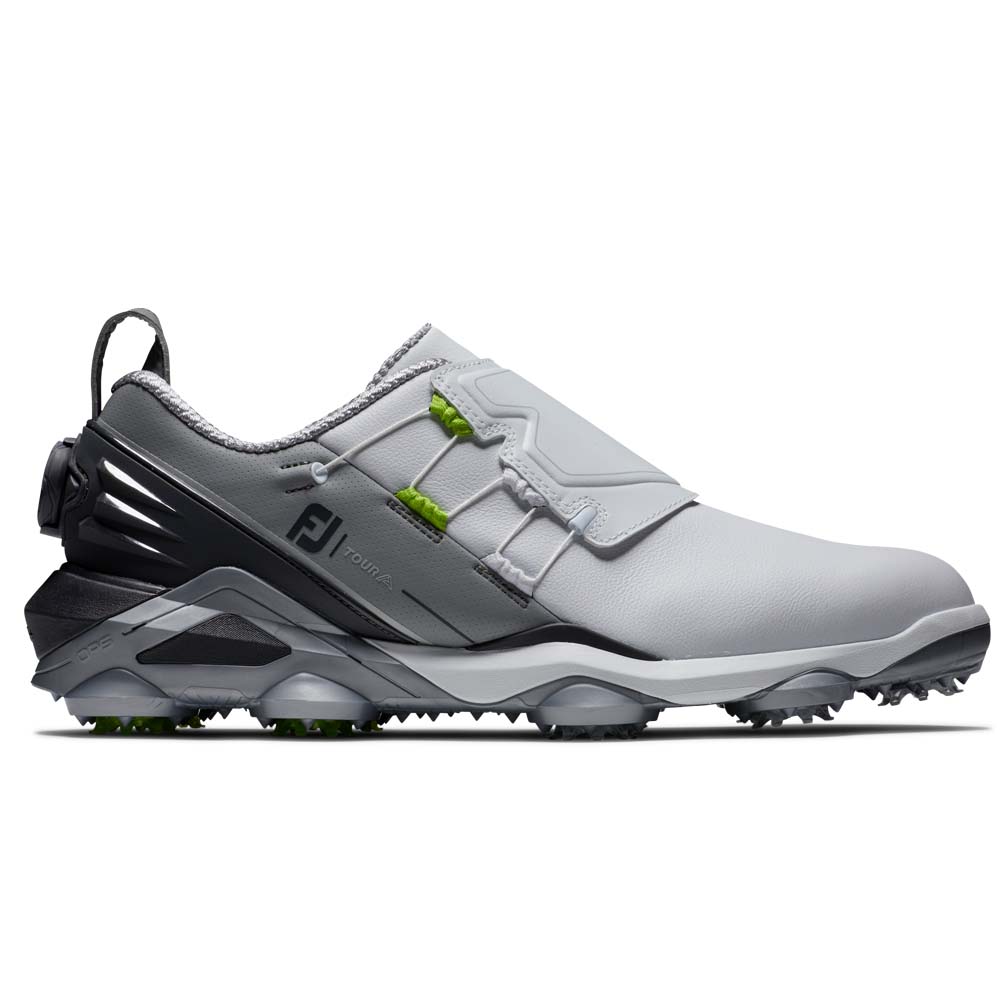 FootJoy Tour Alpha BOA Mens Spiked Golf Shoes  - White/Grey/Lime