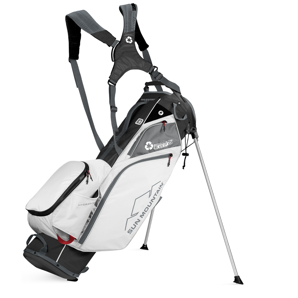 Sun Mountain Eco-lite Stand Golf Bag - made with recycled plastic  - Black/White/Gunmetal/Bright Red