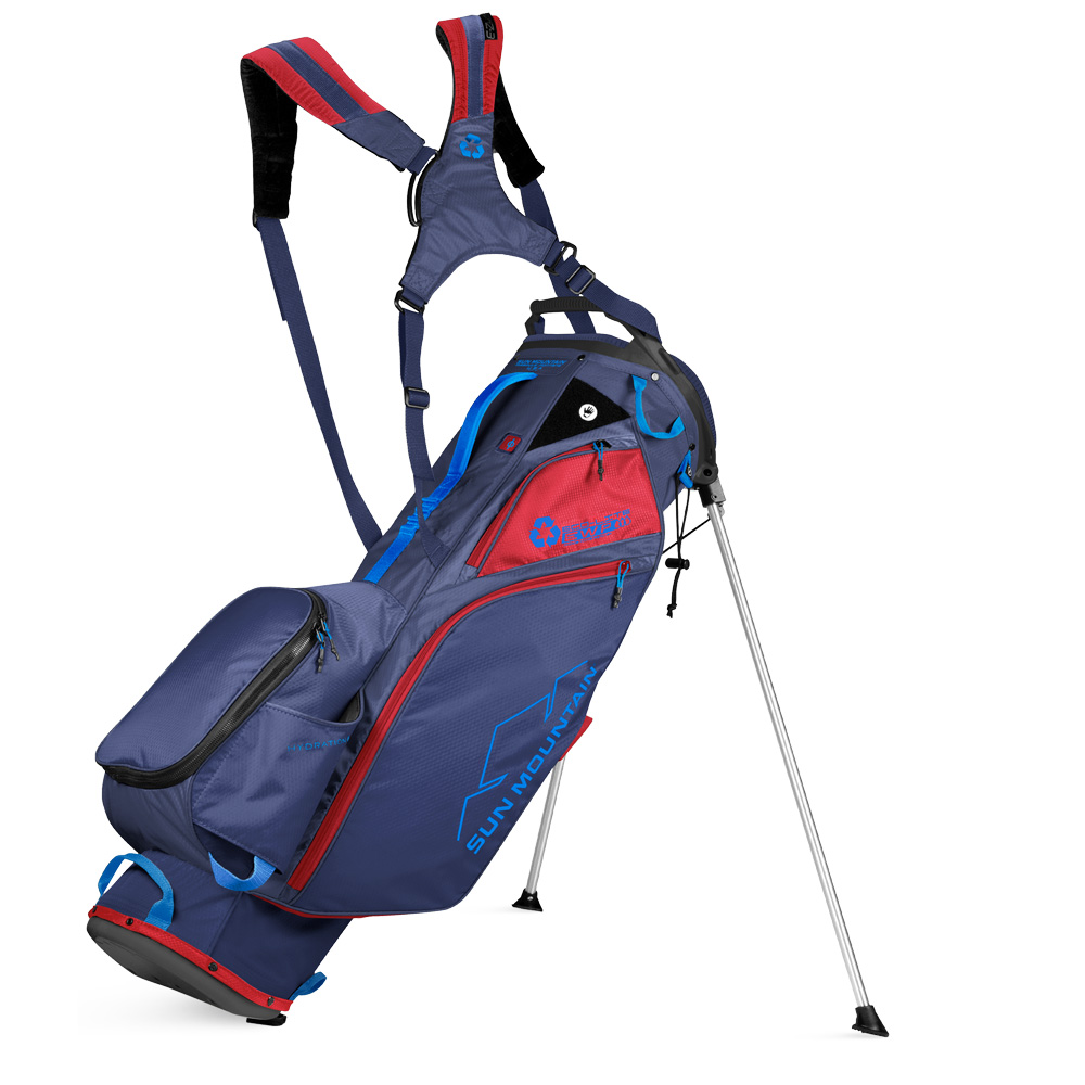Sun Mountain Eco-lite Stand Golf Bag - made with recycled plastic  - Navy/Bright Red/Cobalt