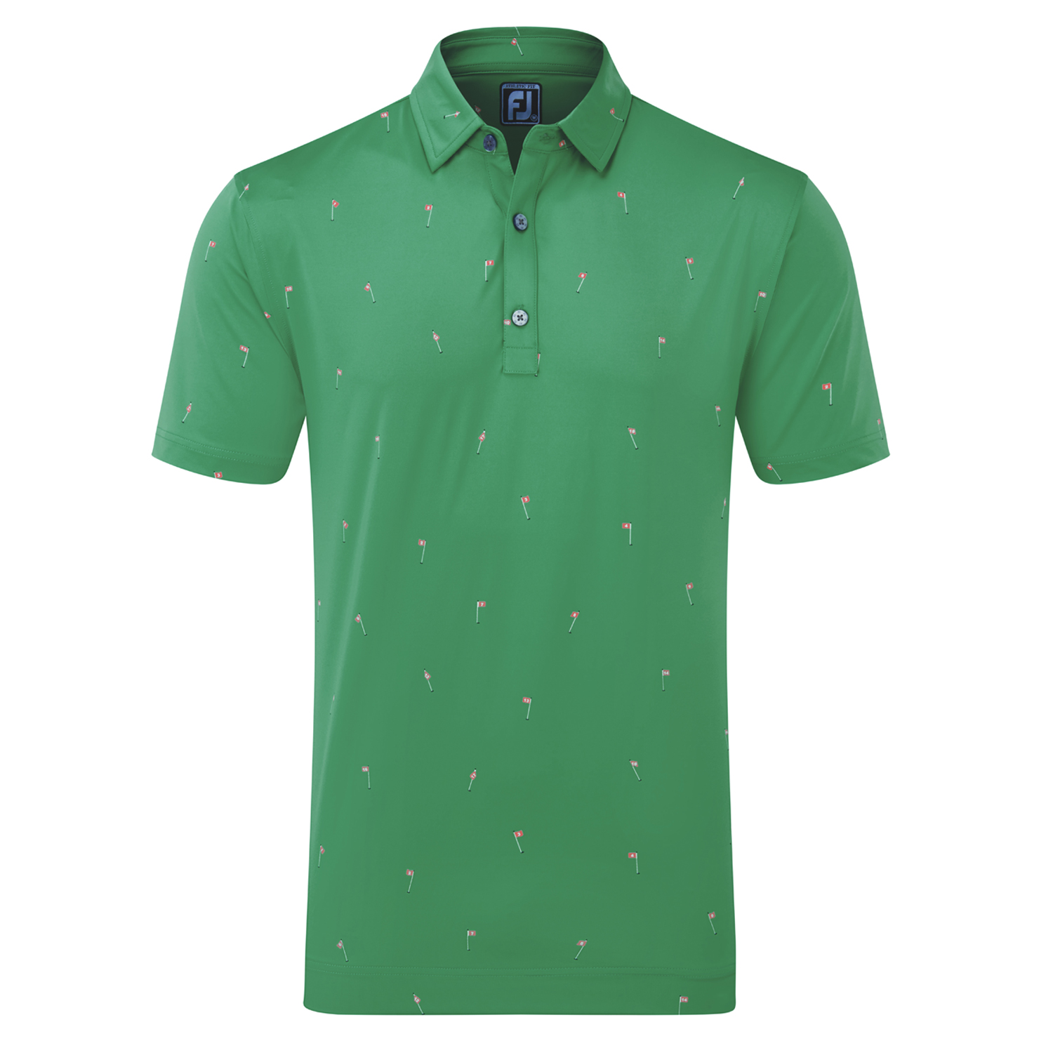 Footjoy Mens 18 Holes Lisle Print Polo Shirt  - Sea Green