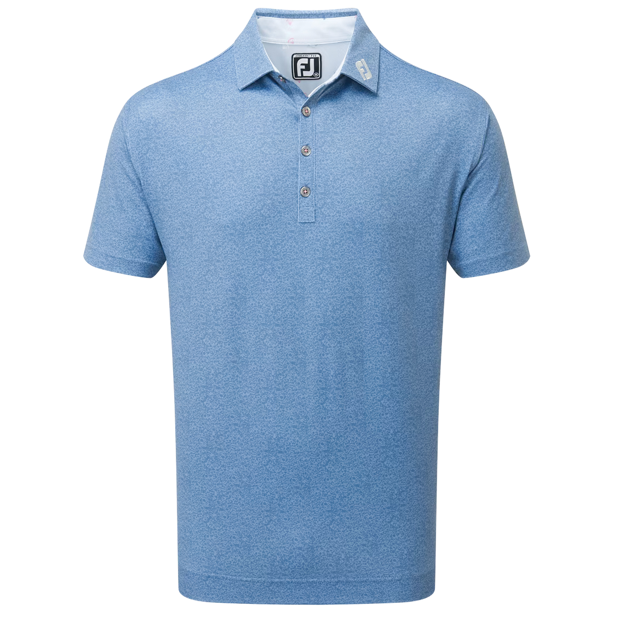 FootJoy EU Texture Print With Parachute Trim Mens Golf Polo Shirt  - Sapphire