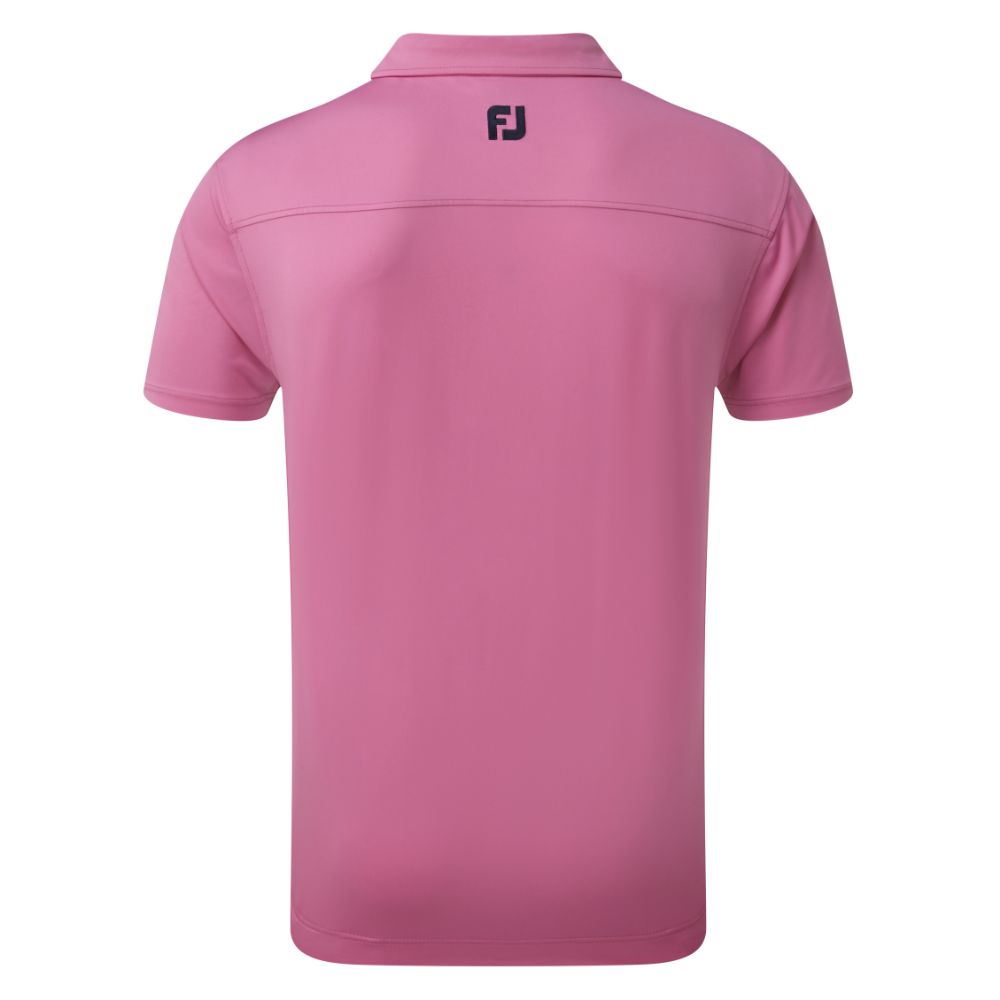 FootJoy Golf Lisle Solid with Contrast Trim Mens Polo Shirt  - Berry/Navy