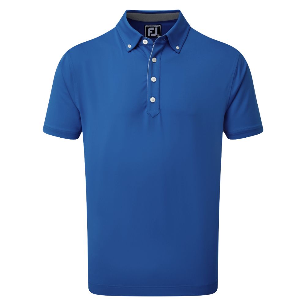 FootJoy Golf Lisle Solid with Contrast Trim Mens Polo Shirt  - Royal/Grey