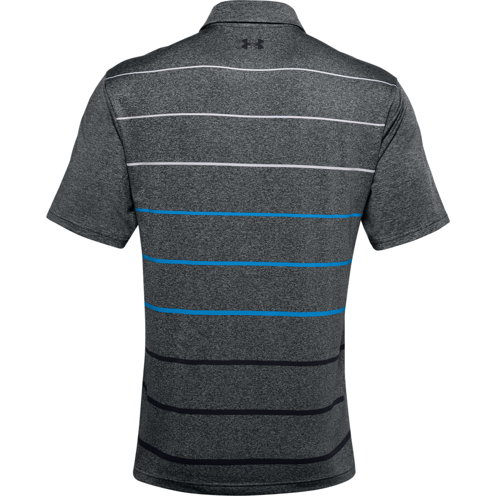 Under Armour Mens Front Nine Heather PlayOff Golf Polo Shirt  - Pitch Gray/White/Blue