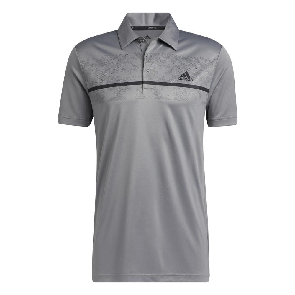 adidas Golf Chest Print Primegreen UV 50+ Polo Shirt  - Grey Three