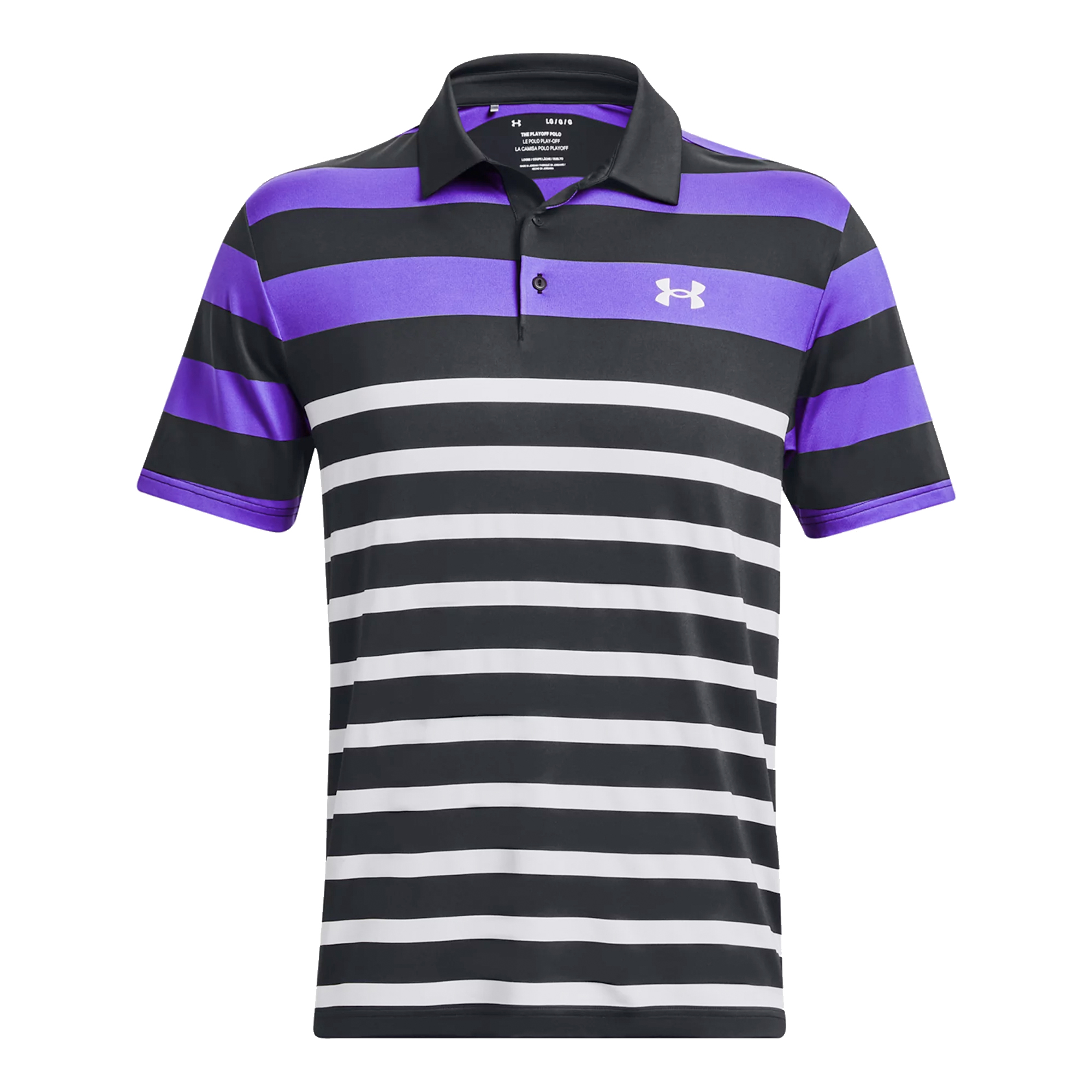 Under Armour Golf Playoff 3.0 Stripe Polo Shirt  - Black/Electric Purple