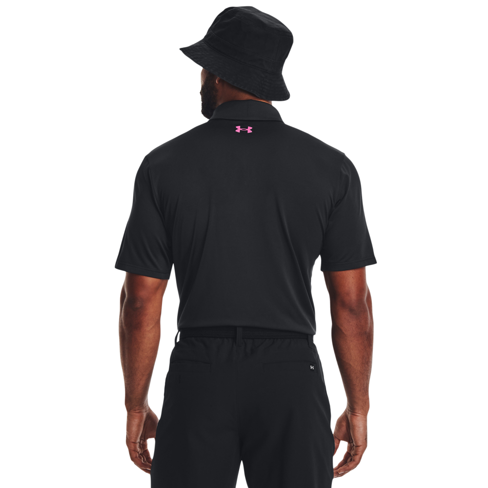 Under Armour Golf Playoff 3.0 Stripe Polo Shirt  - Black/Jet Grey/Rebel Pink