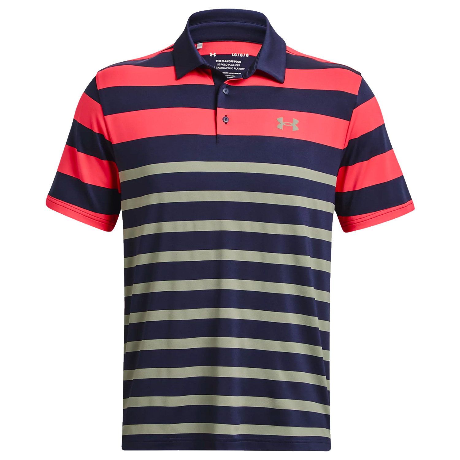 Under Armour Golf Playoff 3.0 Stripe Polo Shirt  - Midnight Navy/Red
