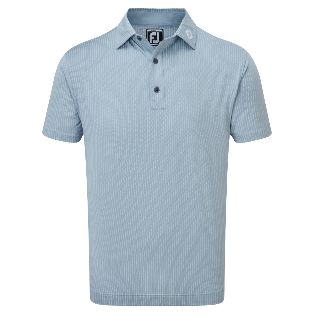 FootJoy Zig Zag Print Lisle Mens Golf Polo Shirt  - Dove Grey/White