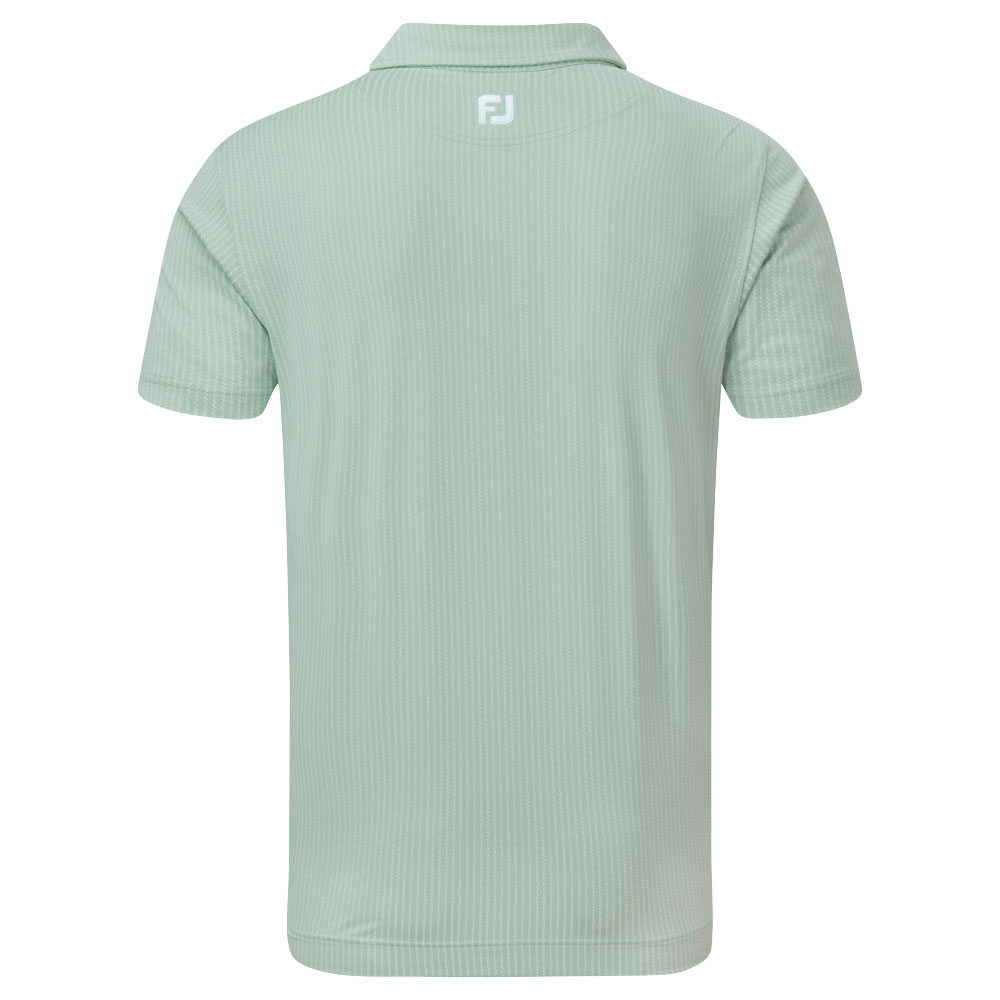 FootJoy Zig Zag Print Lisle Mens Golf Polo Shirt  - Sage/White