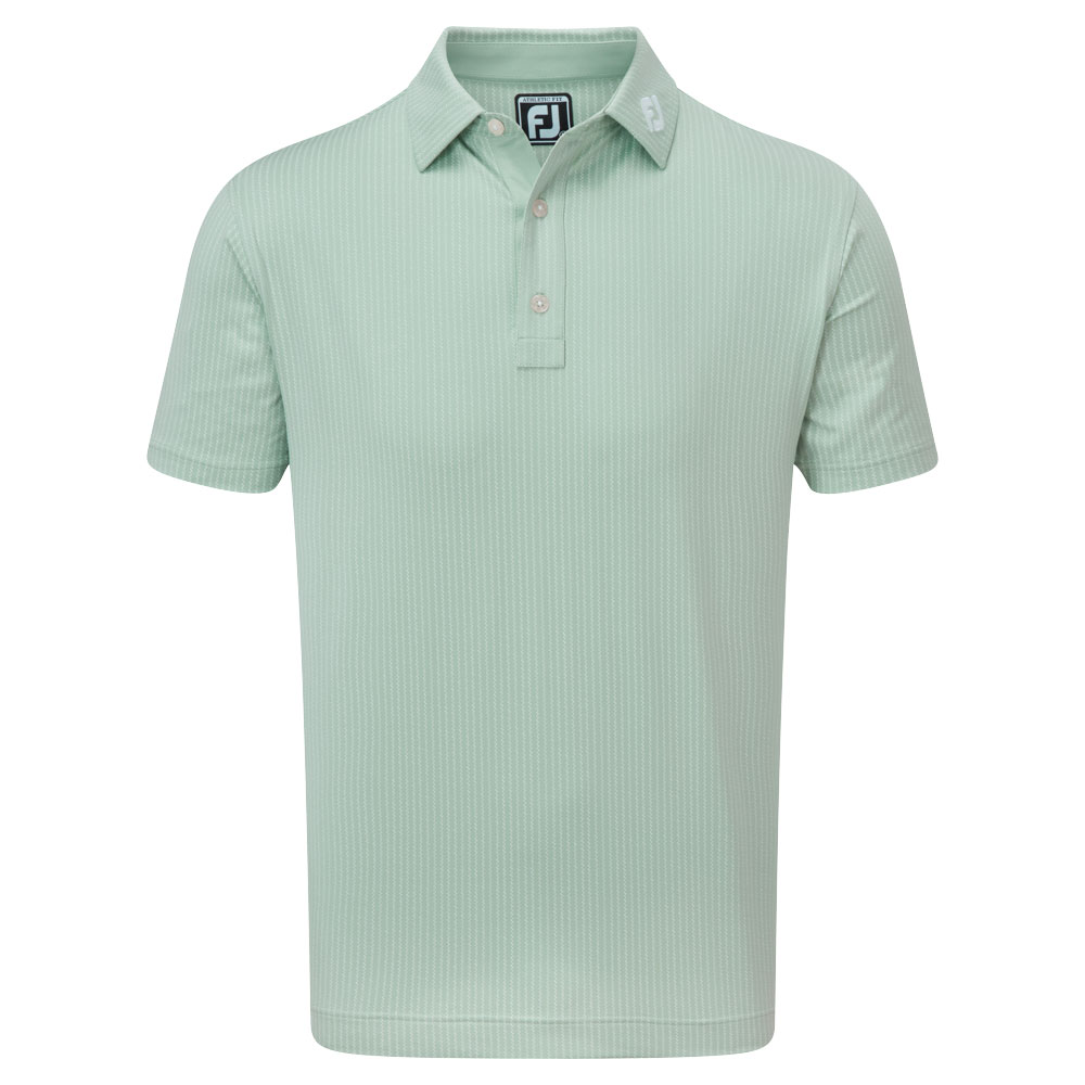 FootJoy Zig Zag Print Lisle Mens Golf Polo Shirt  - Sage/White