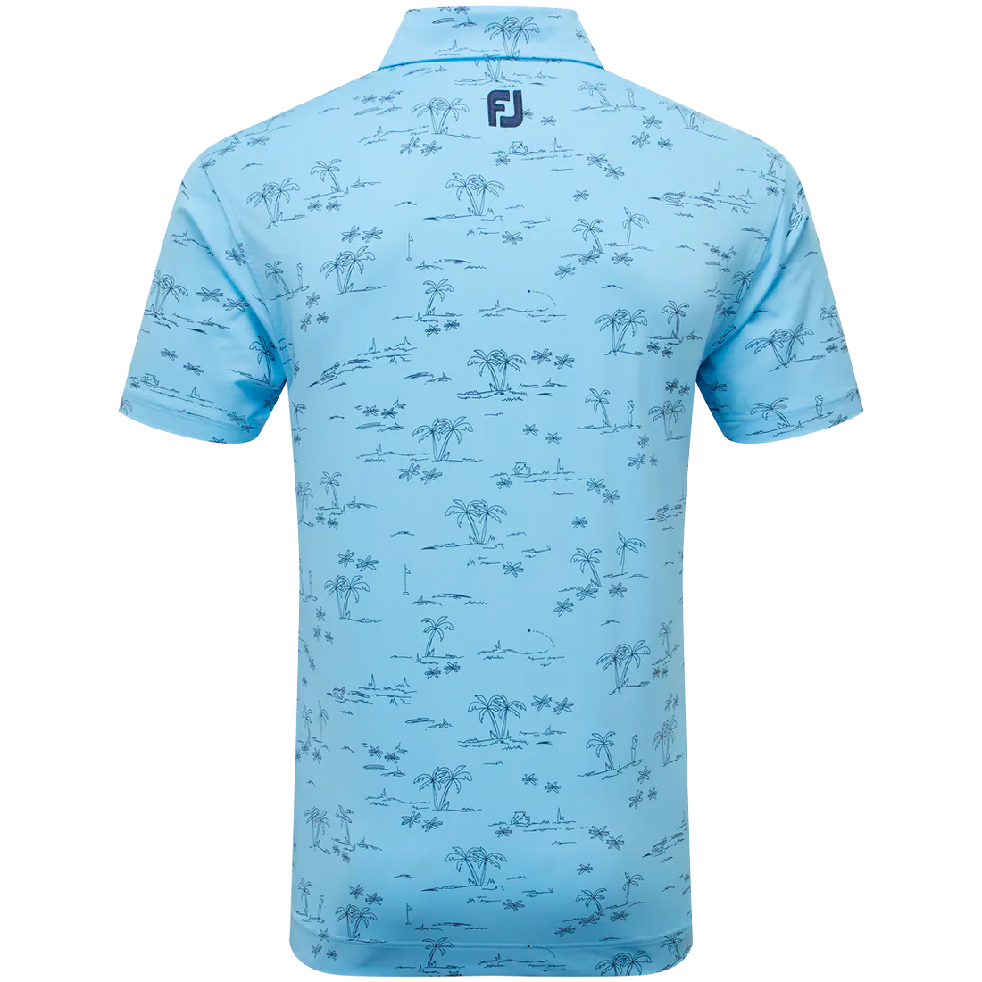 FootJoy Tropic Golf Print Lisle Mens Polo Shirt  - Blue/Navy