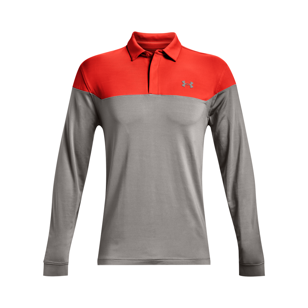 Under Armour Mens Long Sleeve Playoff Novelty Golf Polo Shirt  - Phoenix Fire/Concrete