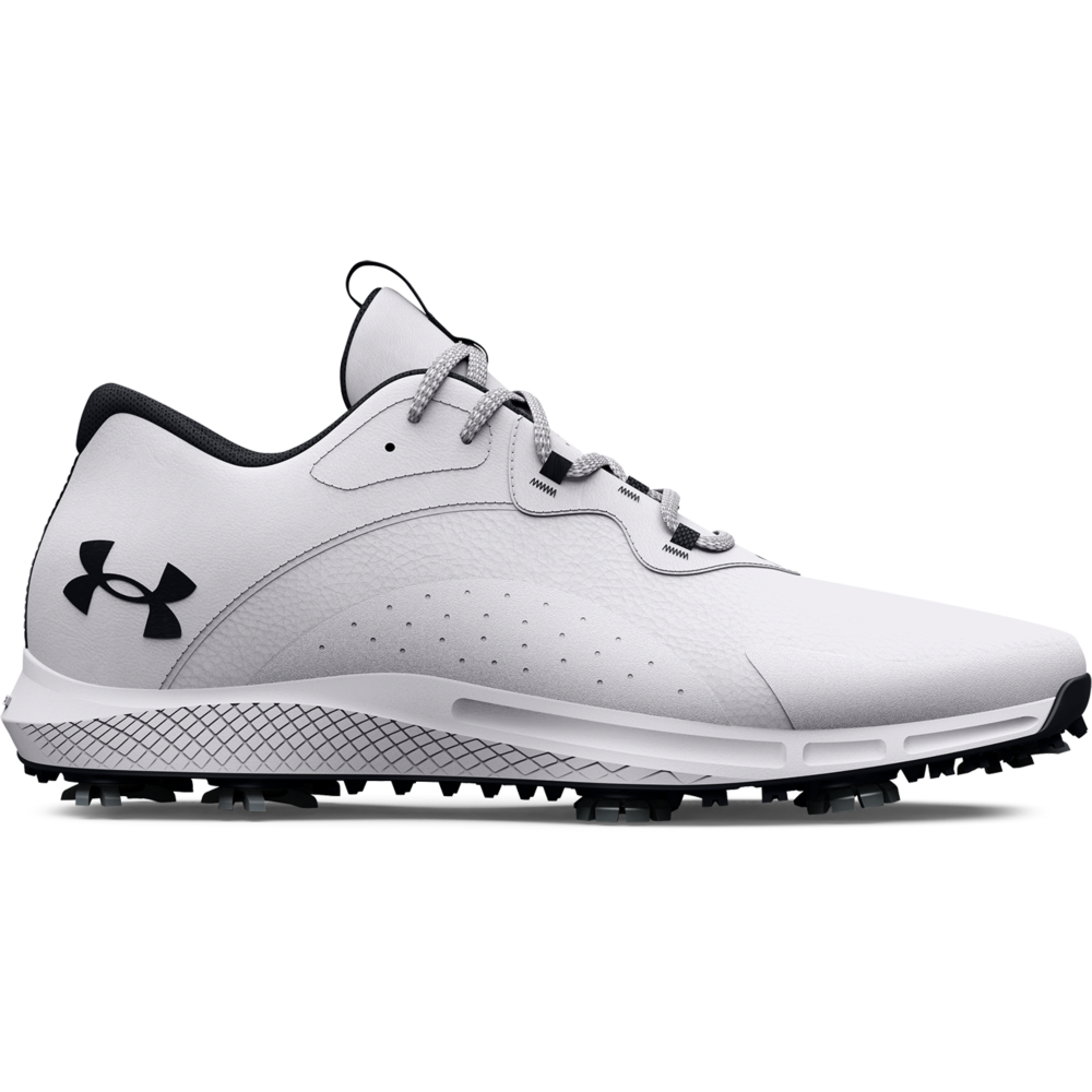 Under Armour UA Charged Draw 2 Wide Mens Spiked Golf Shoes  - White/Black