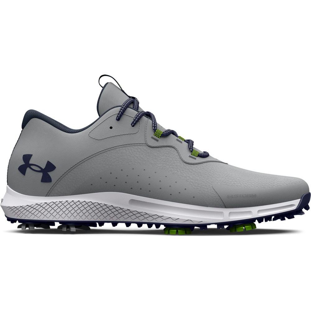 Under Armour UA Charged Draw 2 Wide Mens Spiked Golf Shoes  - Mod Grey/Midnight Navy