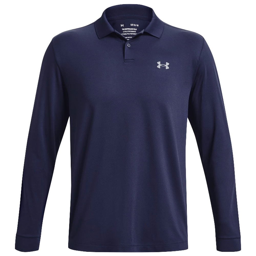 Under Armour Mens Performance 3.0 Long Sleeve Golf Polo Shirt  - Midnight Navy