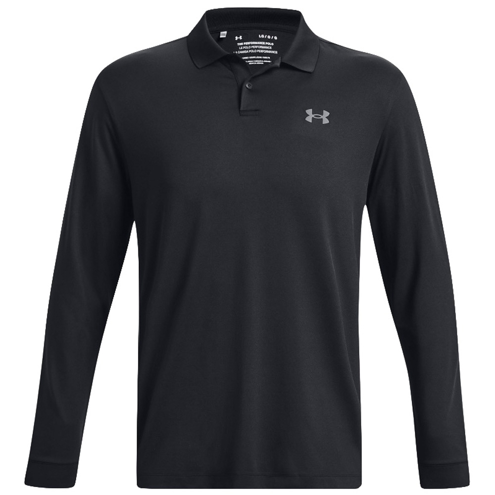 Under Armour Mens Performance 3.0 Long Sleeve Golf Polo Shirt  - Black