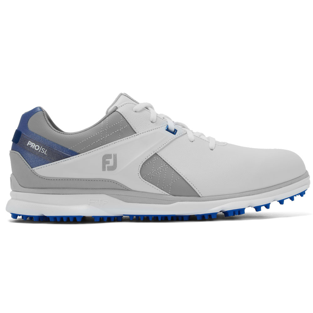 FootJoy PRO SL Mens Spikeless Golf Shoes  - White/Grey/Blue