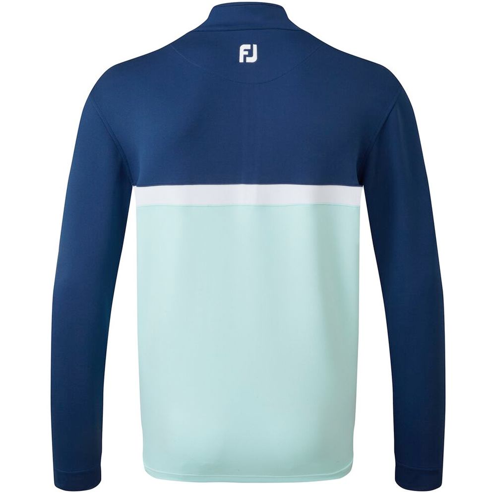 FootJoy Golf Colour Blocked Chill-Out Mens Pullover  - Blue/Mint/White