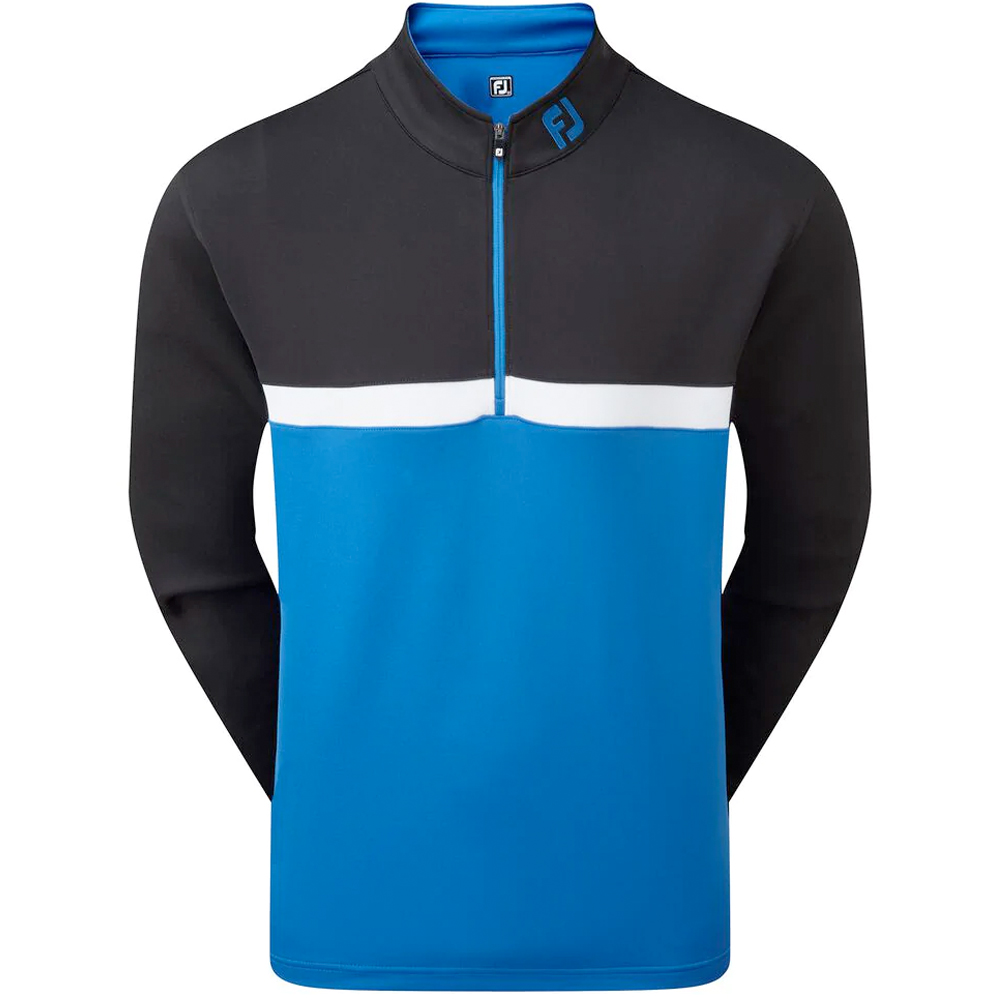 FootJoy Golf Colour Blocked Chill-Out Mens Pullover  - Black/Royal/White