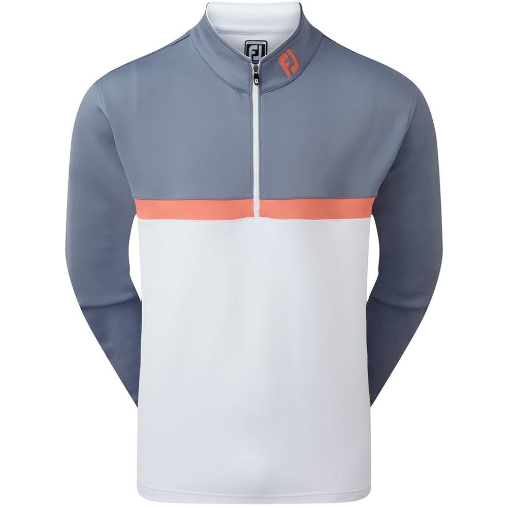 FootJoy Golf Colour Blocked Chill-Out Mens Pullover  - Slate/White/Coral