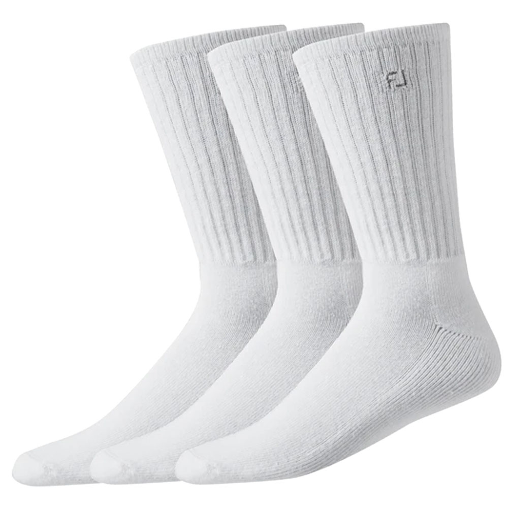 FootJoy Mens Comfortsof Crew Golf Socks 3 Pack - UK 6-11  - White