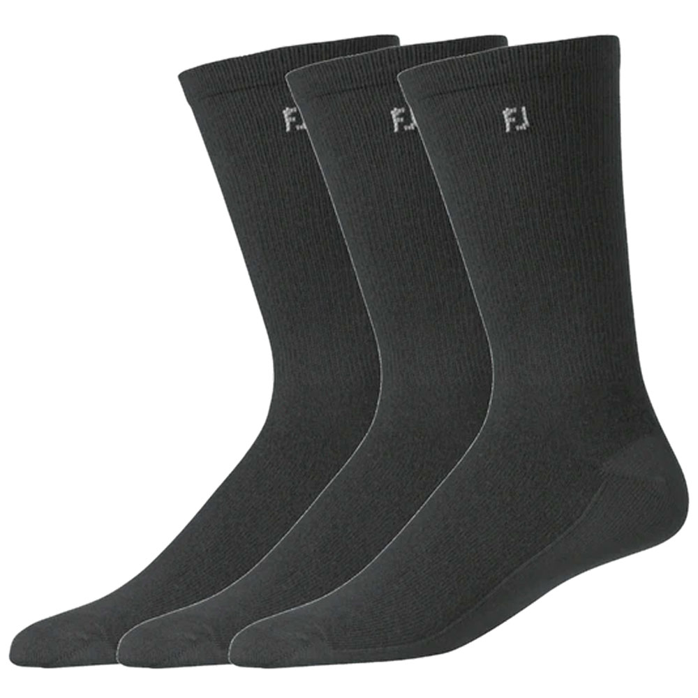 FootJoy Mens Comfortsof Crew Golf Socks 3 Pack - UK 6-11  - Black