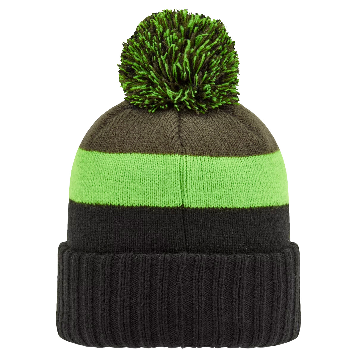FootJoy Pom Pom Golf Beanie Winter Hat  - Black/Acid Green/Olive