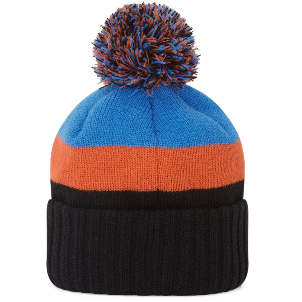 FootJoy Pom Pom Golf Beanie Winter Hat  - Black/Orange/Saphire