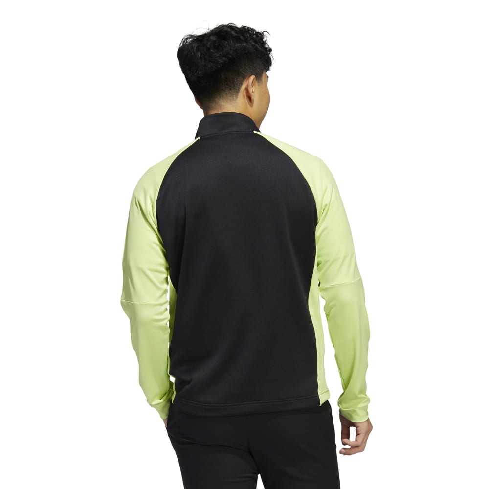 adidas Mens Colour Block Quarter Zip Pullover  - Black/Pulse Lime